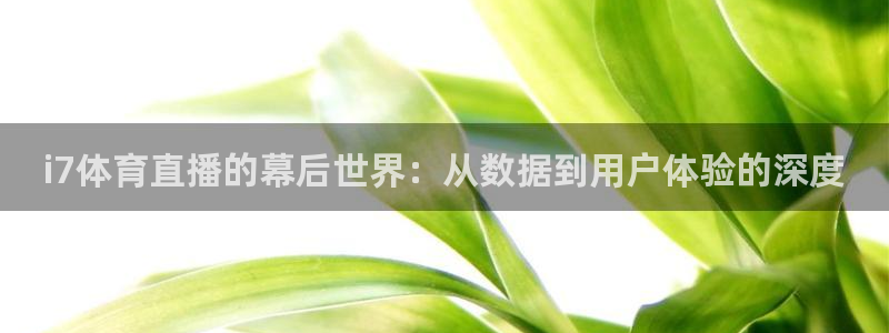857体育赛事直播平台下载：i7体育直播的幕后世界：从数据到用户体验的深度